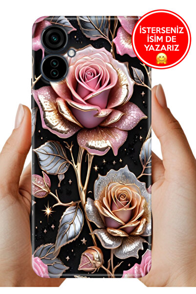 TECNO Camon 19 Neo Kılıf Lüks Desenli Silikon Cover Case Gold Gül