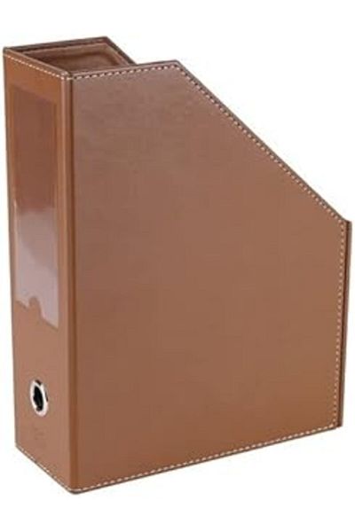 STOREMAX 2K Magazine Holder Faux Leather Table Top Document Organizer 23 * 30 * 9 Cm. Tan