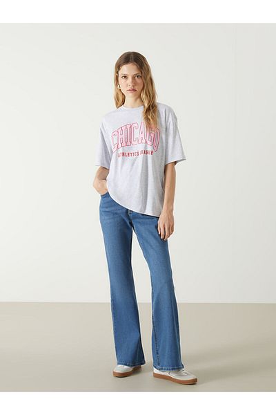 LC Waikiki New Season Chicago Printed Oversize Women's T-Shirt - S57124Z8
