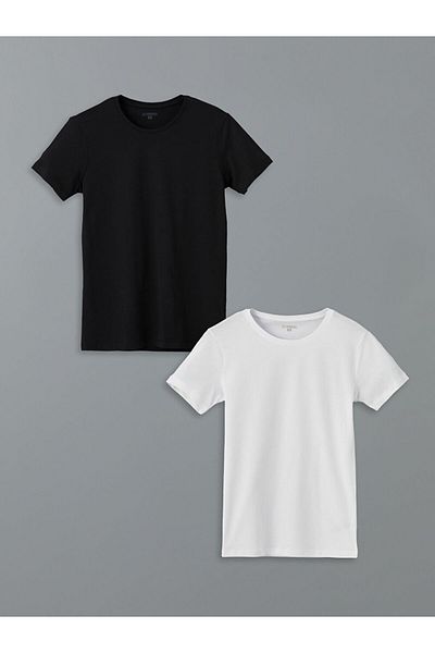 LC Waikiki New Season Crew Neck Combed Cotton Men's Undershirt 2-Piece - S5La87Z8