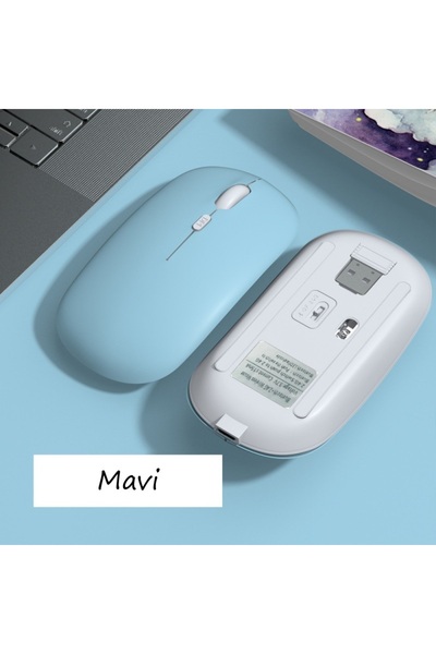 MMP SHOP Apple Macbook Laptop İpad Şarj Edilebilir Bluetooth + 2.4GHz Wifi Kablosuz Sessiz Mause Fare