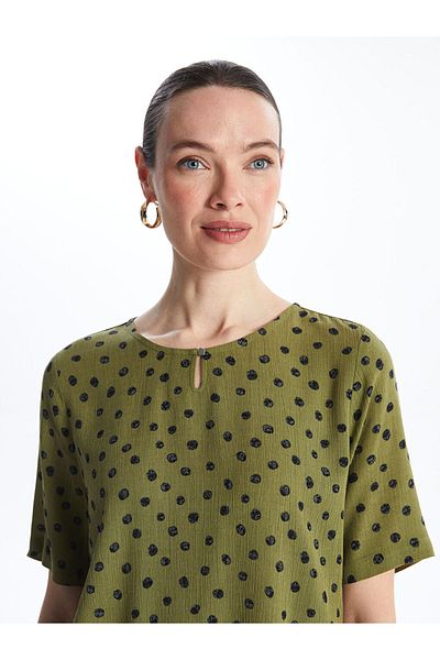LC Waikiki Crew Neck Polka Dot Short Sleeve Women's Blouse