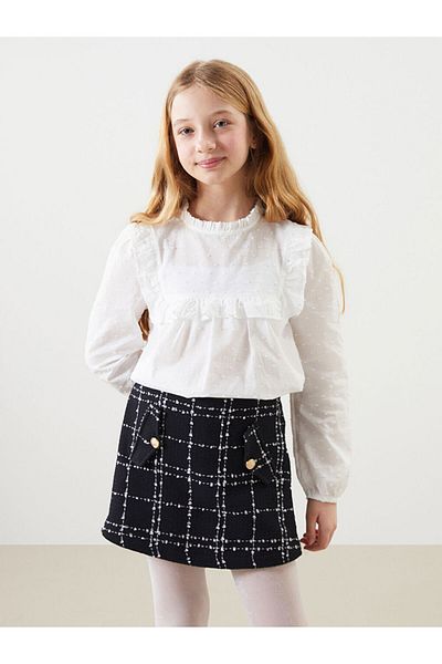 LC Waikiki Lcw Crew Neck Textured Girl's Blouse