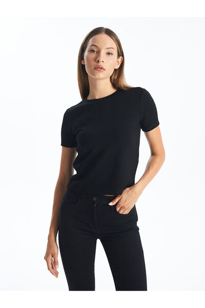 LC Waikiki طاقم الرقبة المطبوعة تي شيرت المرأة