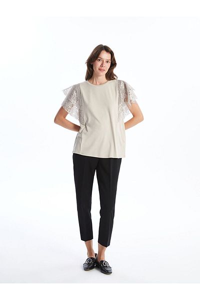 LC Waikiki New Season Crew Neck Plain Short Sleeve Women's Blouse - S4Oe79Z8