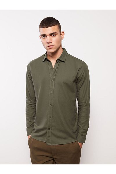 LC Waikiki New Season Slim Fit Long Sleeve Gabardine Men's Shirt - S31460Z8