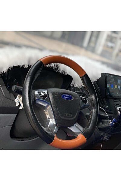 HASBAY DİKİŞLİ DİREKSİYON KILIFI SİYAH DERİ TABA DERİ SİYAH DİKİŞLİ FORD TRAN...