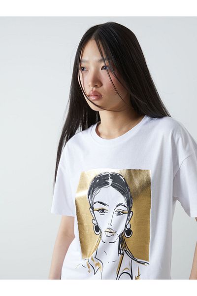LC Waikiki Tricou de damă cu imprimeu cu decolteu rotund de sezon nou - S5BN09Z8