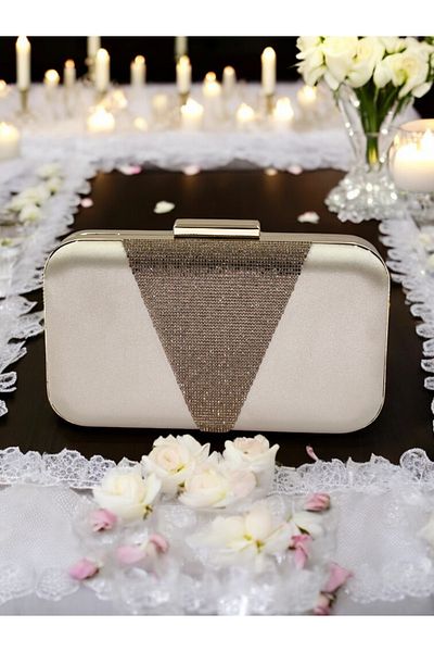 Biçanta Χρώμα δέρματος Σατέν Rosegold Stone Βραδινό Τσάντα Βραδινή Τσάντα Αρραβώνα Τσάντα Γάμου