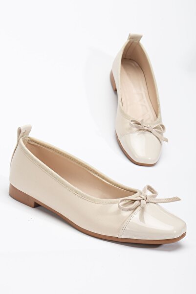 Hayalimdeki Ayakkabı Γυναικείες μπαλαρίνες Lucas με λεπτομέρεια μπεζ φιόγκου