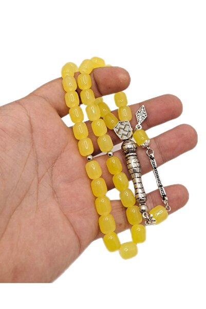 Han Ticarethane مسبحة صلاة زجاجية خاصة مقطوعة على شكل كبسولة باللون الأصفر ال...