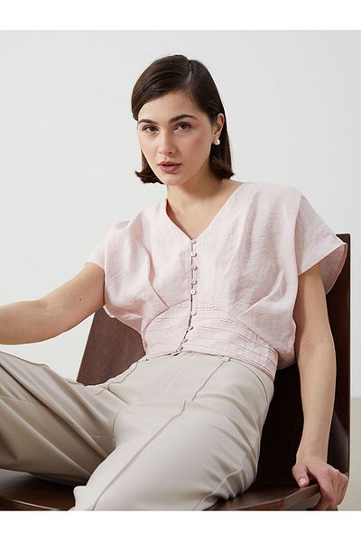 LC Waikiki Νέα σεζόν V Neck Crop Γυναικεία Μπλούζα - S5I317Z8
