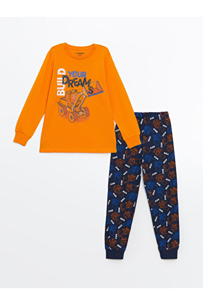 LC Waikiki Rmz Gi̇yi̇m Farkiyla Zero Roba Collar Boys' Pajama Set