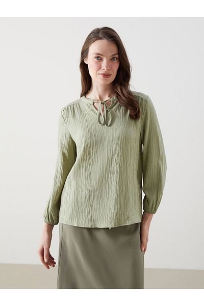 LC Waikiki Γυναικεία μπλούζα με δεμένο γιακά με υφή Oversize