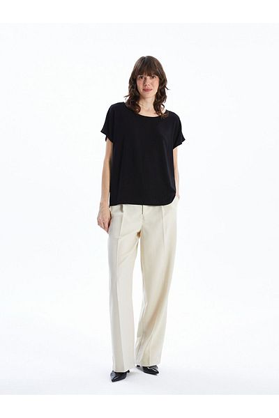 LC Waikiki Lcw Eco Black Crew Neck Women's Blouse