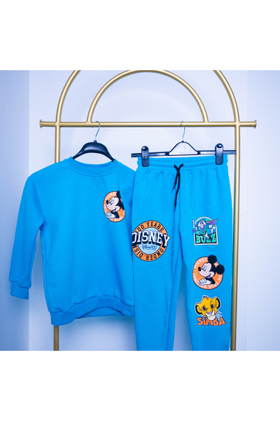WİKİBOOM Miki Fare Arkadaşlarıyla 3 İplik Şardonlu Premium Kalite Çocuk Eşofman Takımı