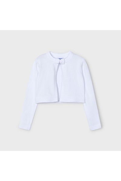 MAYORAL Girl's Bow Detailed Knitwear Bolero White L25Y321