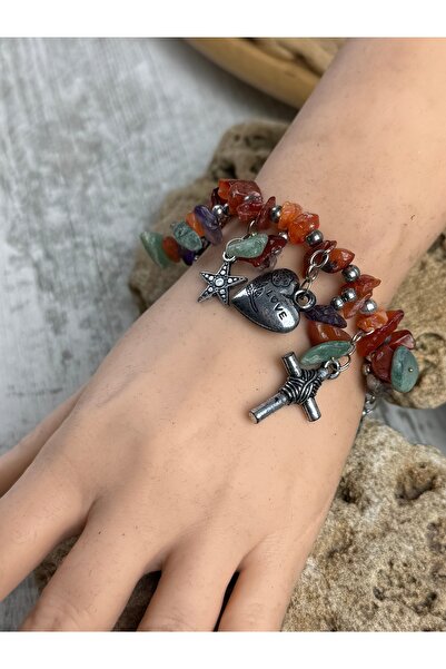 SEDEF TAKI Haçlı akik taşı bileklik