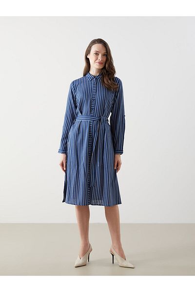 LC Waikiki Striped Poplin Women's Shirt Dress