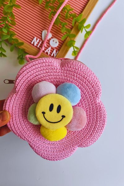 Nisankids Girl's Holiday Daisy Smiley Straw Bag (Adjustable Strap)