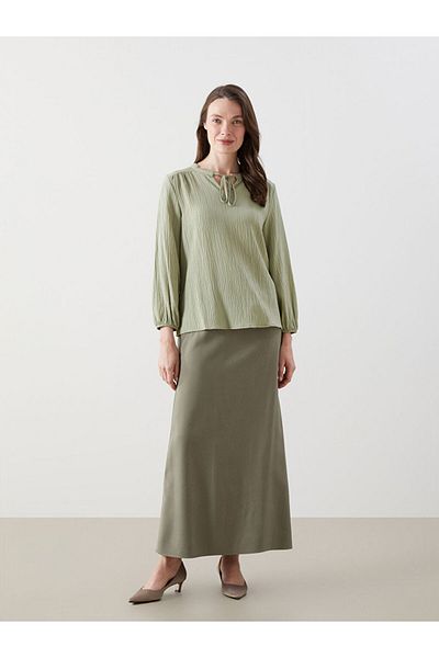 LC Waikiki Γυναικεία μπλούζα με δεμένο γιακά με υφή Oversize