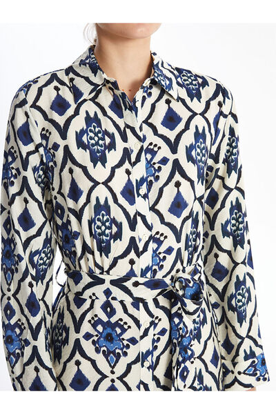 LC Waikiki Patterned Long Sleeve Women's Shirt Dress