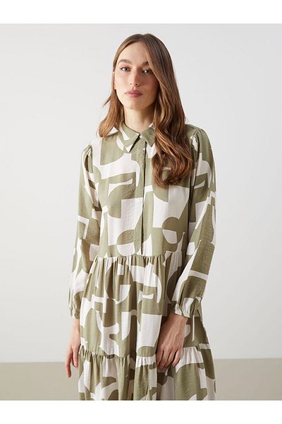LC Waikiki New Season Shirt Collar Patterned Women's Dress - S5H921Z8