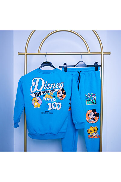 WİKİBOOM Miki Fare Arkadaşlarıyla 3 İplik Şardonlu Premium Kalite Çocuk Eşofman Takımı