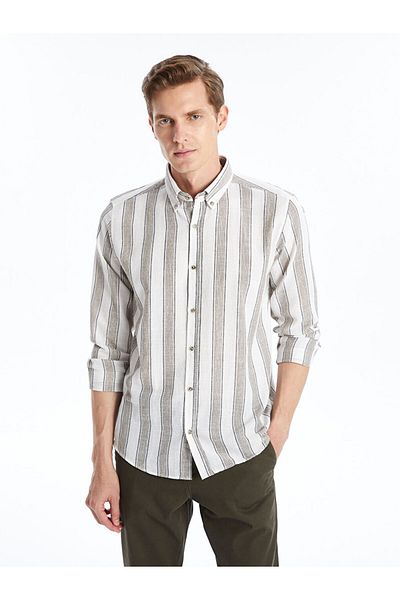 LC Waikiki Cămașă pentru bărbați în dungi cu mânecă lungă, slim fit