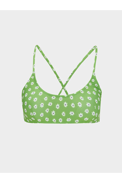 LC Waikiki Πράσινο γυναικείο μπικίνι με λουλούδια με λαιμόκοψη σε σχήμα U