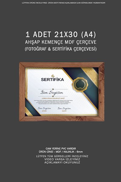 yhfoto 1 Piece - A4 Frame - Certificate Frame - A4 Frame - 21X30 Frame - Diploma Frame