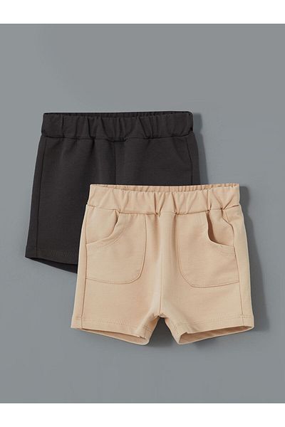 LC Waikiki Elastic Waist Basic Baby Boy Shorts 2-Piece