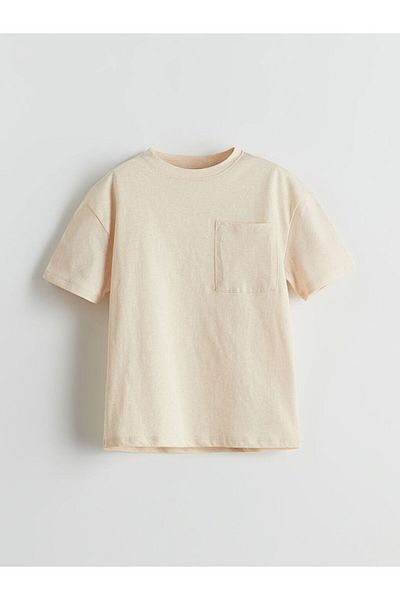 LC Waikiki Beige Crew Neck Basic Boy's T-Shirt 2-Pack