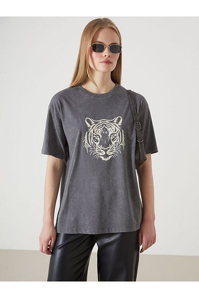 LC Waikiki Crew Neck Leopard Printed Women's T-Shirt