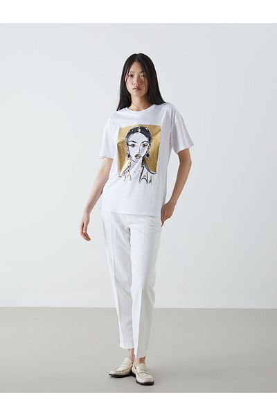 LC Waikiki Tricou de damă cu imprimeu cu decolteu rotund de sezon nou - S5BN09Z8