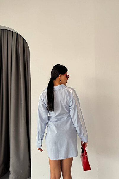 Love Fab Ριγέ φόρεμα πουκάμισο με λεπτομέρεια με κορδόνια στις τσέπες