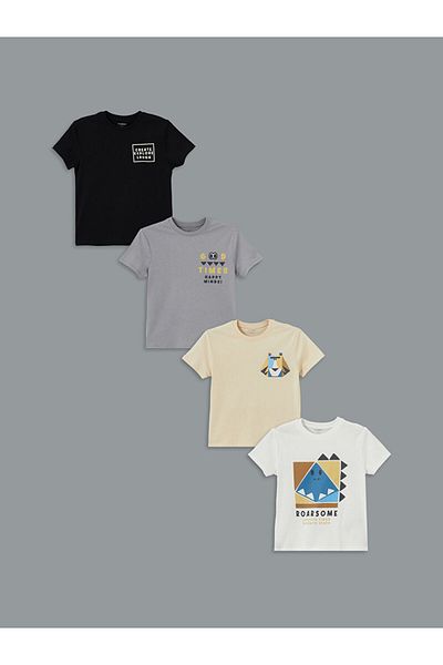 LC Waikiki Crew Neck Short Sleeve Printed Boys' T-Shirt Pack of 4