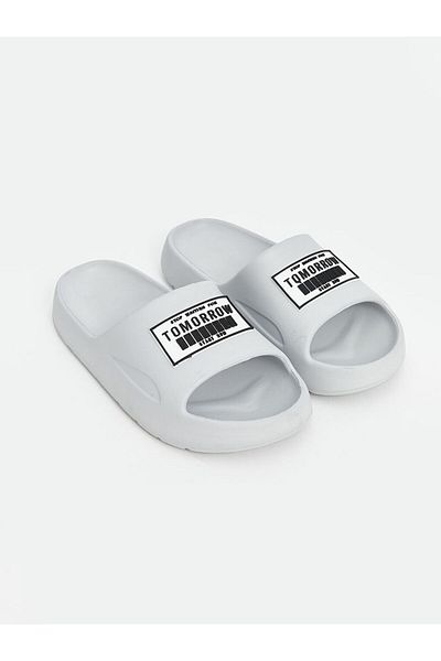 LC Waikiki Lcw Steps Gray Single Stripe Printed Boy's Slippers