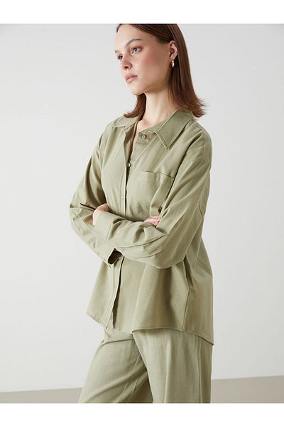 LC Waikiki New Season Oversize Linen Blend Women's Shirt - S5I322Z8