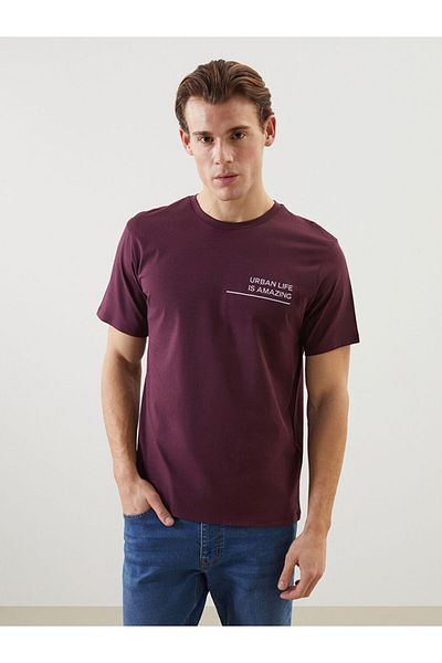 LC Waikiki New Season Crew Neck Κοντό μανίκι εμπριμέ χτενισμένο βαμβακερό ανδρικό Tisort - S5KU25Z8