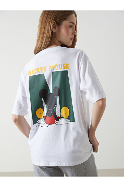 LC Waikiki Γυναικείο μπλουζάκι με στάμπα Mickey Mouse Crew Neck Oversize