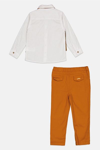 Little Gent Toddlers Boy 3 Piece Shirt And Pant With Bow Tie, Brown