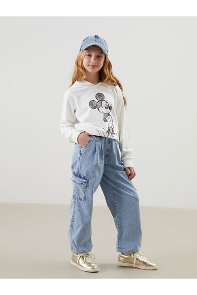 LC Waikiki Lcw Waist Elastic Girl's Cargo Jean Pants Fast Fashion