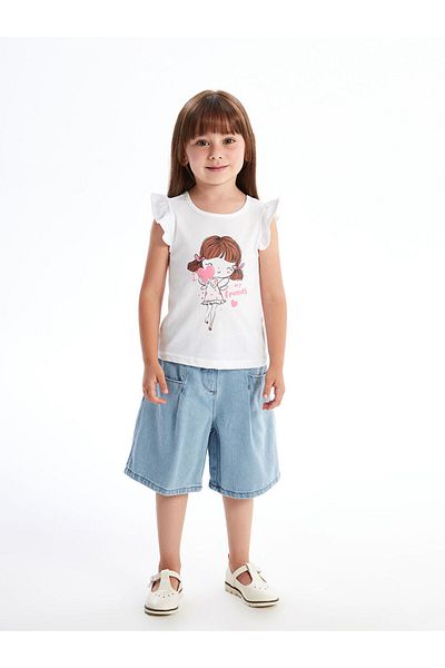 LC Waikiki New Season Basic Baby Girl Jean Shorts with Elastic Waist - S4Nl27Z1