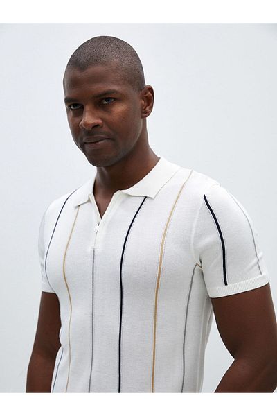 LC Waikiki Lcw Polo Collar Short Sleeve Striped Men's Knitwear Sweater Fast Fashion