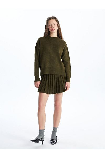 LC Waikiki Lcw Women's Elastic Waist Plain Knitwear Skirt Fast Fashion