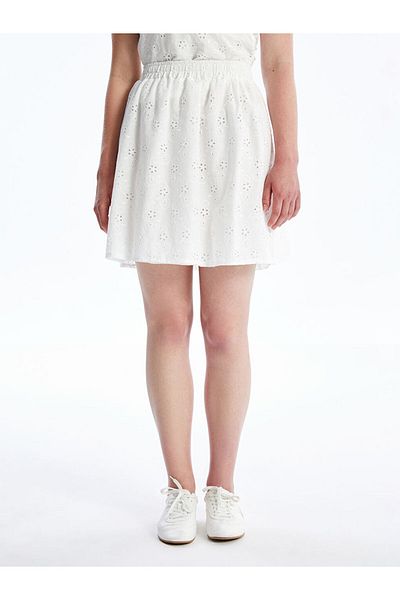 LC Waikiki Lcw Women's Elastic Waist Self-Patterned Skirt Fast Fashion
