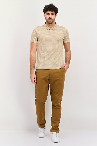 Threadbare Men Regular Fit Allover Printed Short Sleeves Polo, Beige