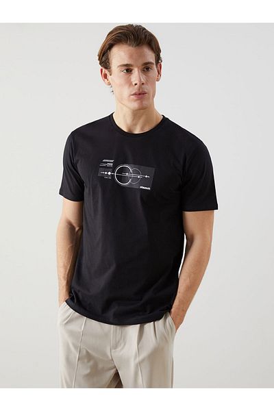 LC Waikiki New Season Crew Neck Κοντό μανίκι εμπριμέ χτενισμένο βαμβακερό ανδρικό Tisort - S5J832Z8