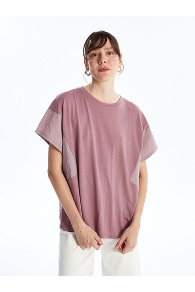 LC Waikiki New Season Crew Neck Color Block Short Sleeve Oversize Women's T-Shirt - S4Mp27Z8